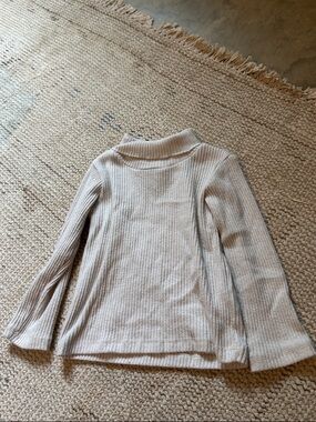 Zara Cream Ribbed Mock Neck Top
